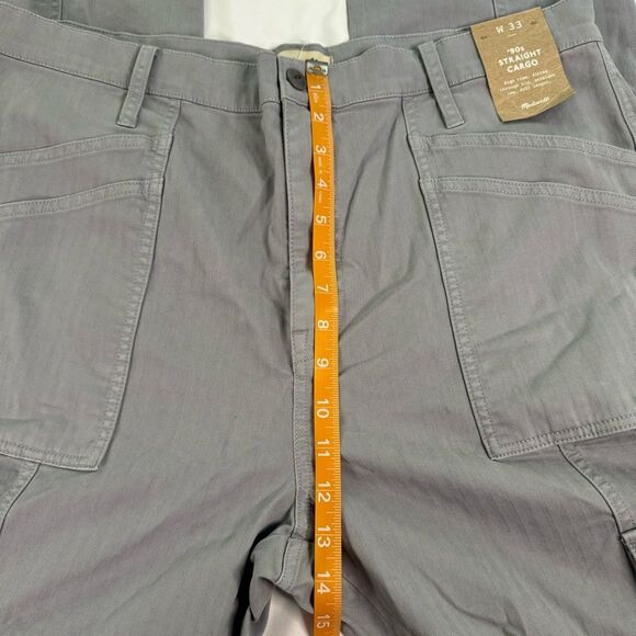 NWT Madewell Garment-Dyed 90s Straight Cargo Pant Grey Size 33 High Rise Stretch - Picture 7 of 12